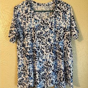 NWT West Loop Blue and Black leopard knot blouse